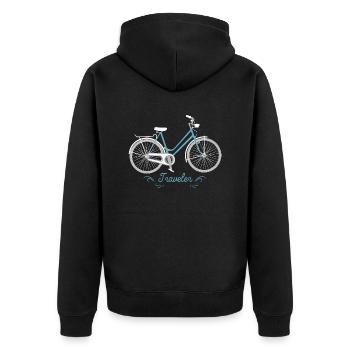 Fahrrad - Unisex Premium Bio Zip Hoodie - Schwarz - Hinten - Nico (187cm)