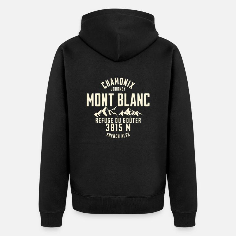 Chamonix Reise Basislager - Unisex Premium Bio Zip Hoodie - Schwarz