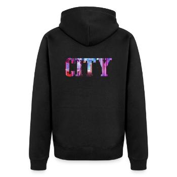 City - Unisex Premium Bio Zip Hoodie - Schwarz - Hinten - Nico (187cm)