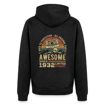Cadeau D’anniversaire Vintage 1932 | Né en 1932 - Veste à capuche bio Premium Unisexe - noir - Dos - Nico (187cm)