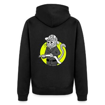 Chat rétro pompiers - Veste à capuche bio Premium Unisexe - noir - Dos - Nico (187cm)