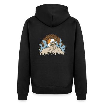 popart swimmer - Unisex Premium Bio Zip Hoodie - Schwarz - Hinten - Nico (187cm)