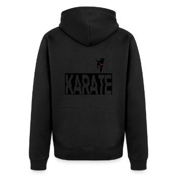 Karate - Unisex Premium Bio Zip Hoodie - Schwarz - Hinten - Nico (187cm)