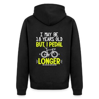 18 Jahre Jubiläum Radfahren 18. - Unisex Premium Bio Zip Hoodie - Schwarz - Hinten - Nico (187cm)