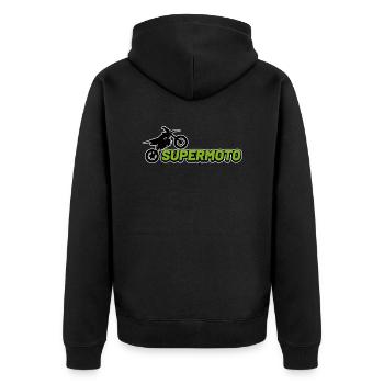 Supermoto schriftzug schwarz - Unisex Premium Bio Zip Hoodie - Schwarz - Hinten - Nico (187cm)