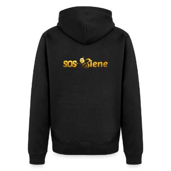 01 sos biene ohne 1500pix - Unisex Premium Bio Zip Hoodie - Schwarz - Hinten - Nico (187cm)
