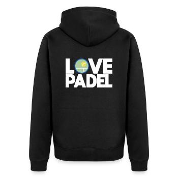 Padel - Geschenk für Padel-Liebhaber - Unisex Premium Bio Zip Hoodie - Schwarz - Hinten - Nico (187cm)