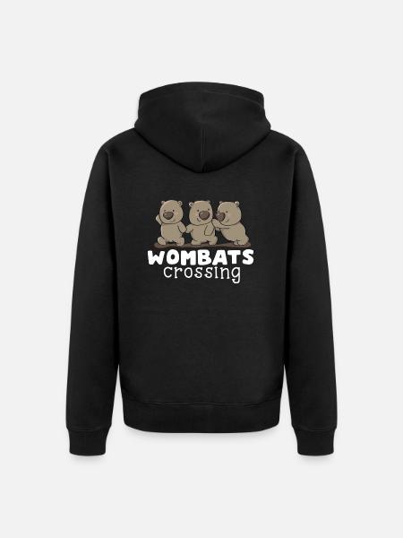 Wombats Crossing - Unisex Premium Bio Zip Hoodie - Schwarz