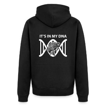 Angler Spruch Fischen Fischer Geschenksidee - Unisex Premium Bio Zip Hoodie - Schwarz - Hinten - Nico (187cm)