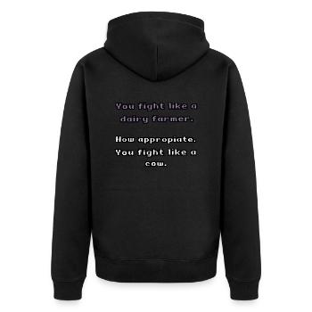 Dairy Farmer 4 - Unisex Premium Bio Zip Hoodie - Schwarz - Hinten - Nico (187cm)