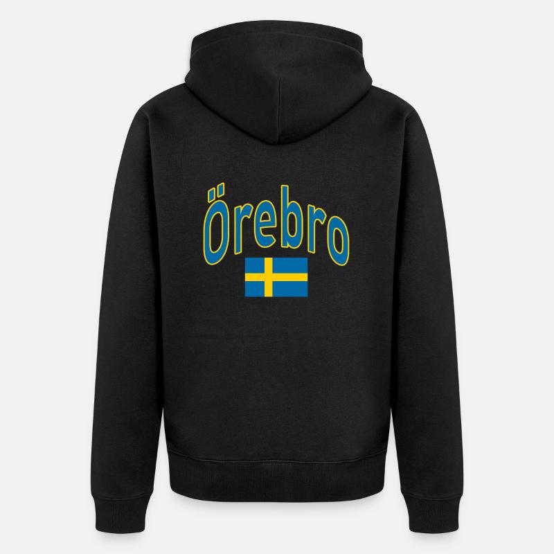 Drapeau suédois d’Örebro - Veste à capuche bio Premium Unisexe - noir
