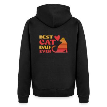 Best Cat Dad Ever - Unisex Premium Organic Zip Hoodie - black - Back - Nico (187cm)