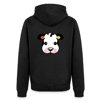 Kuh süß Tier Bauernhof Tiere lustig Kühe neu 18 - Unisex Premium Bio Zip Hoodie - Schwarz - Hinten - Nico (187cm)