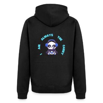 i am always the carry - Unisex Premium Bio Zip Hoodie - Schwarz - Hinten - Nico (187cm)