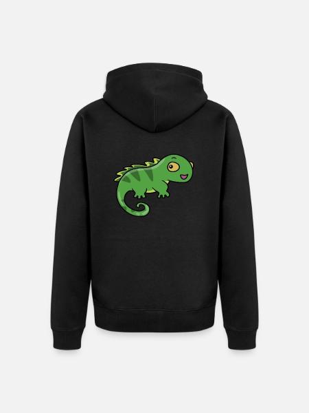 Grünes Kamelion - Unisex Premium Bio Zip Hoodie - Schwarz