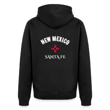 New Mexico Santa Fe - Unisex Premium Bio Zip Hoodie - Schwarz - Hinten - Nico (187cm)