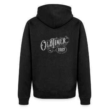 Oldtimer - Unisex Premium Bio Zip Hoodie - Schwarz - Hinten - Nico (187cm)