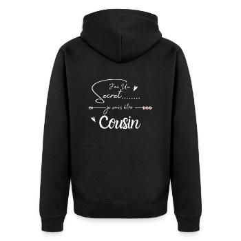 Je vais être cousin - Veste à capuche bio Premium Unisexe - noir - Dos - Nico (187cm)