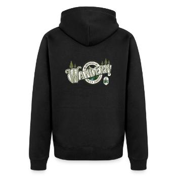Wandern Hobby Vintage Mountain Funny Wanderer - Unisex Premium Bio Zip Hoodie - Schwarz - Hinten - Nico (187cm)