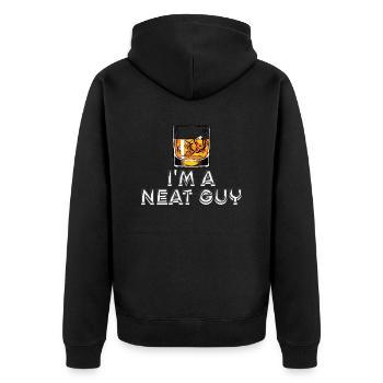 Ich bin ein ordentlicher Kerl Whiskey ordentlicher Bourbon-Trinker - Unisex Premium Bio Zip Hoodie - Schwarz - Hinten - Nico (187cm)