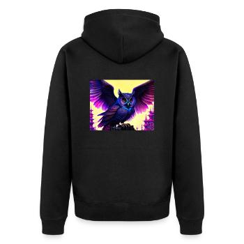 Owl - Unisex Premium Organic Zip Hoodie - black - Back - Nico (187cm)