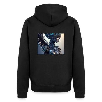 Blumen Frau - Unisex Premium Bio Zip Hoodie - Schwarz - Hinten - Nico (187cm)