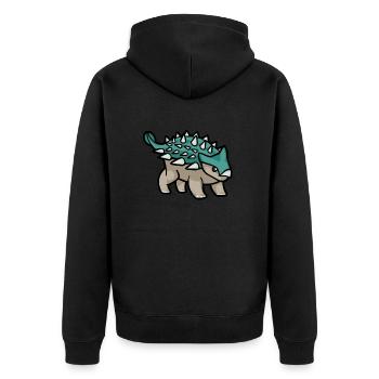 Spikey Boi, süßer Ankylosaurus, Dino, Dinosaurier - Unisex Premium Bio Zip Hoodie - Schwarz - Hinten - Nico (187cm)