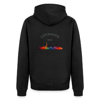 Kopenhagen - Unisex Premium Bio Zip Hoodie - Schwarz - Hinten - Nico (187cm)