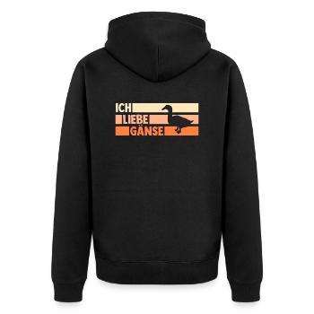 Gans Gänse - Unisex Premium Bio Zip Hoodie - Schwarz - Hinten - Nico (187cm)
