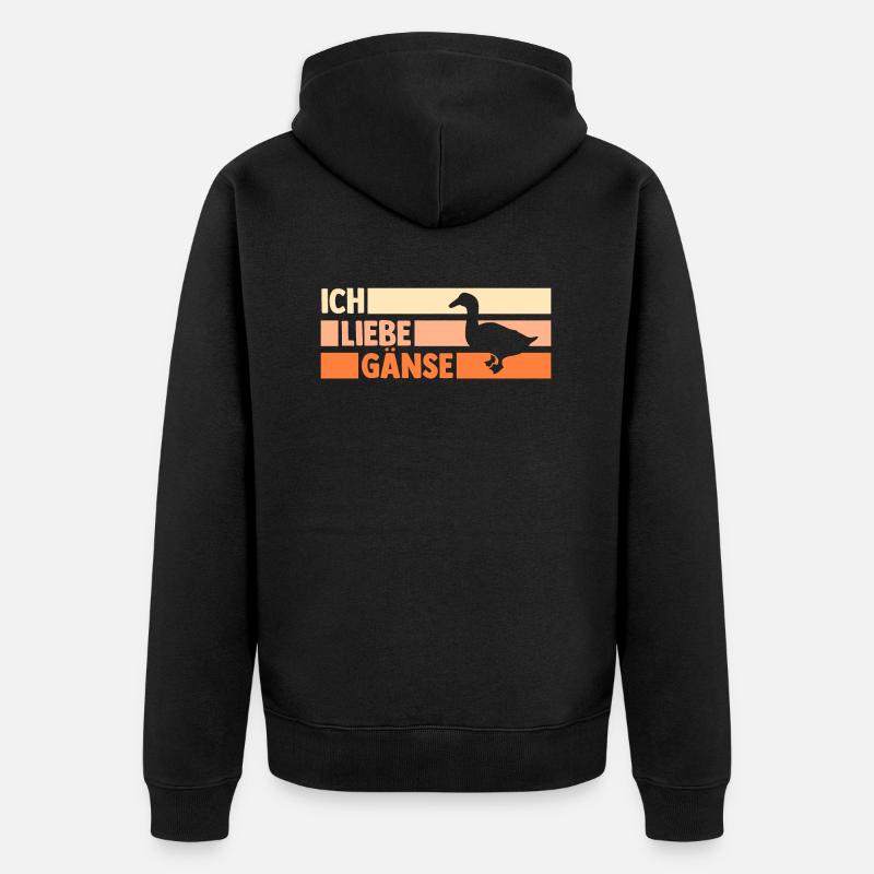 Gans Gänse - Unisex Premium Bio Zip Hoodie - Schwarz
