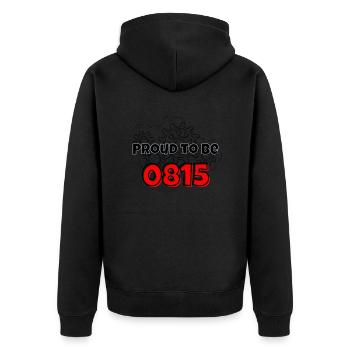 Proud to be 0815 - Unisex Premium Bio Zip Hoodie - Schwarz - Hinten - Nico (187cm)