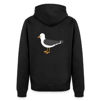 Möwe - Unisex Premium Bio Zip Hoodie - Schwarz - Hinten - Nico (187cm)