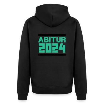 Abitur 2024 - Unisex Premium Bio Zip Hoodie - Schwarz - Hinten - Nico (187cm)