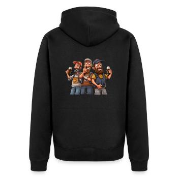 Brew Crew: Entfesseln Sie den Geist der Bierbande - Unisex Premium Bio Zip Hoodie - Schwarz - Hinten - Nico (187cm)