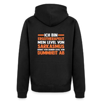 Ergotherapie Ergotherapeut - Unisex Premium Bio Zip Hoodie - Schwarz - Hinten - Nico (187cm)