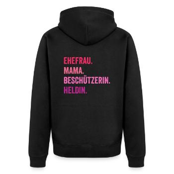 Ehefrau Mutter Mama - Unisex Premium Bio Zip Hoodie - Schwarz - Hinten - Nico (187cm)