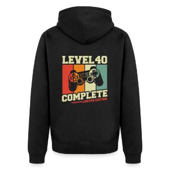 40 Cadeau d’anniversaire Niveau 40 Complet - Veste à capuche bio Premium Unisexe - noir - Dos - Nico (187cm)