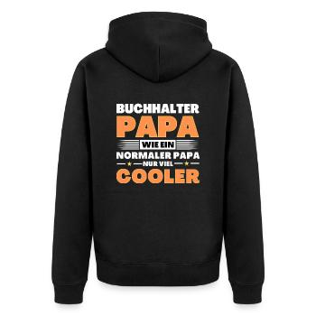 Buchhalter Papa wie ein normaler nur viel cooler - Unisex Premium Bio Zip Hoodie - Schwarz - Hinten - Nico (187cm)