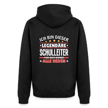 Ich bin dieser legendäre Schulleiter - Unisex Premium Bio Zip Hoodie - Schwarz - Hinten - Nico (187cm)