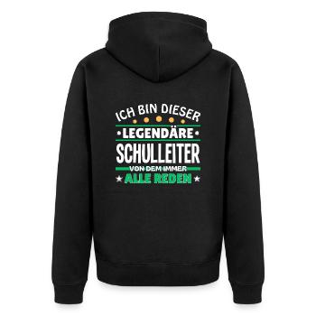 Ich bin dieser legendäre Schulleiter - Unisex Premium Bio Zip Hoodie - Schwarz - Hinten - Nico (187cm)