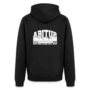 Abitur 2022 Abi Schulabschluss Gymnasium - Unisex Premium Bio Zip Hoodie - Schwarz - Hinten - Nico (187cm)