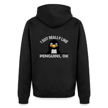 J’aime juste les pingouins - Veste à capuche bio Premium Unisexe - noir - Dos - Nico (187cm)