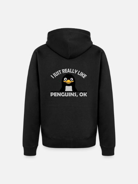 I just like penguins - Unisex Premium Organic Zip Hoodie - black