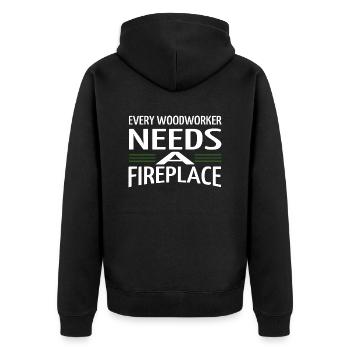 the carpenters funny carpenter quotes woodworking - Unisex Premium Bio Zip Hoodie - Schwarz - Hinten - Nico (187cm)