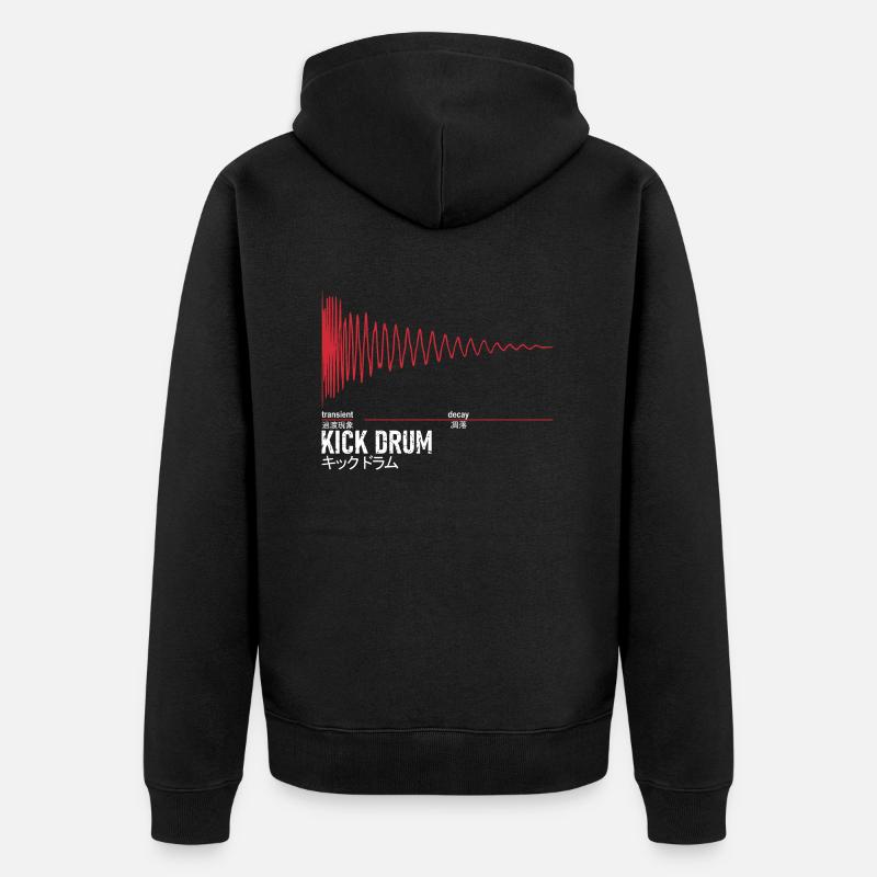Kick Drum - キックドラム - Unisex Premium Bio Zip Hoodie - Schwarz