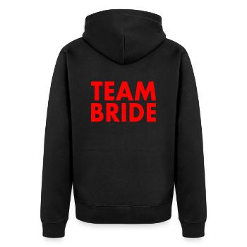 Team bride - Unisex Premium Bio Zip Hoodie - Schwarz - Hinten - Nico (187cm)