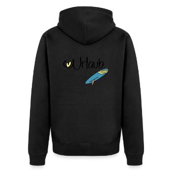 Urlaub mit Surfbrett - Unisex Premium Bio Zip Hoodie - Schwarz - Hinten - Nico (187cm)
