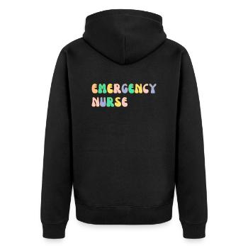 Notfall-Krankenschwester - Unisex Premium Bio Zip Hoodie - Schwarz - Hinten - Nico (187cm)
