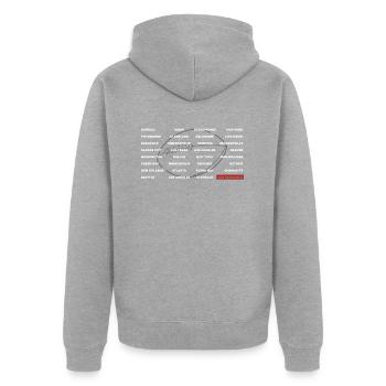 Football Cities San Francisco - Unisex Premium Bio Zip Hoodie - Grau meliert - Hinten - Nico (187cm)