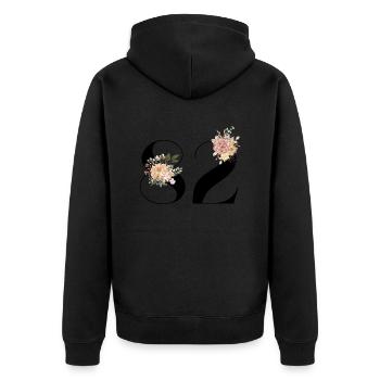 Blumen zum 82. Jahrestag (Geschenk von 82 Jahren) - Unisex Premium Bio Zip Hoodie - Schwarz - Hinten - Nico (187cm)